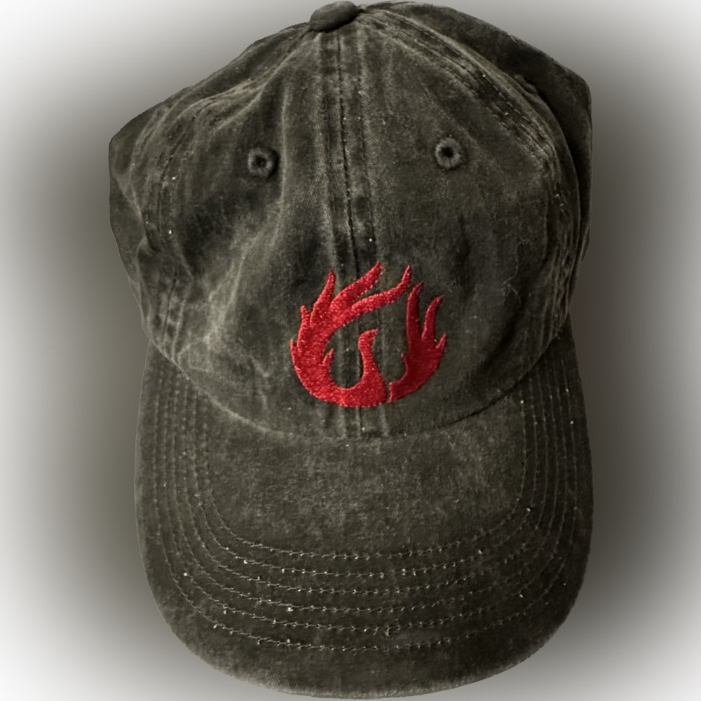 Port Authority Gray with Red Design Adjustable Baseball Cap Pre Owned Condition
